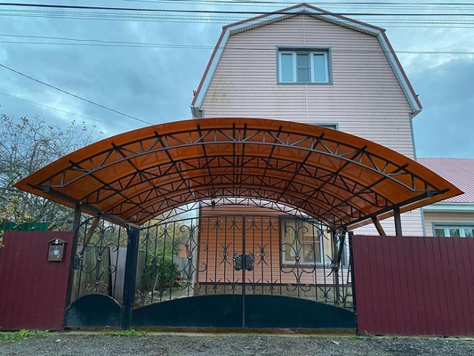Арочный автонавес с коричневым поликарбонатом (1 машина)