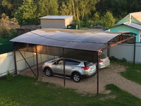 Арочный стальной навес для размещения двух авто (кровля из поликарбоната)