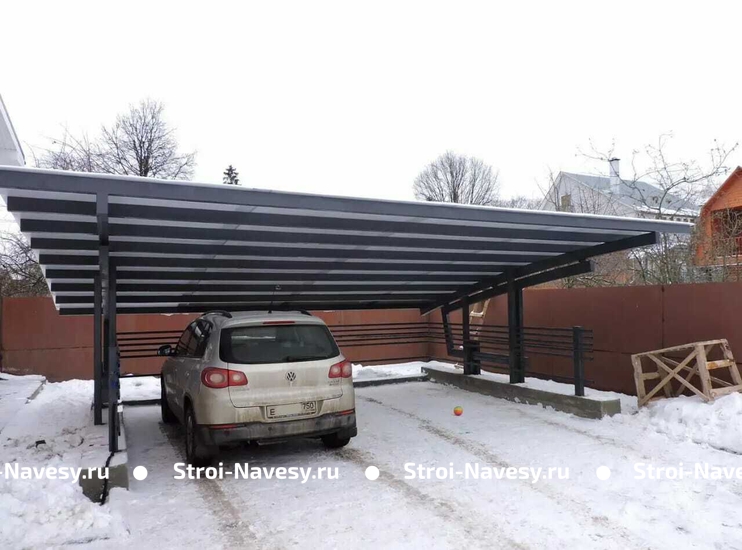 Навес из поликарбоната односкатный для 2х авто